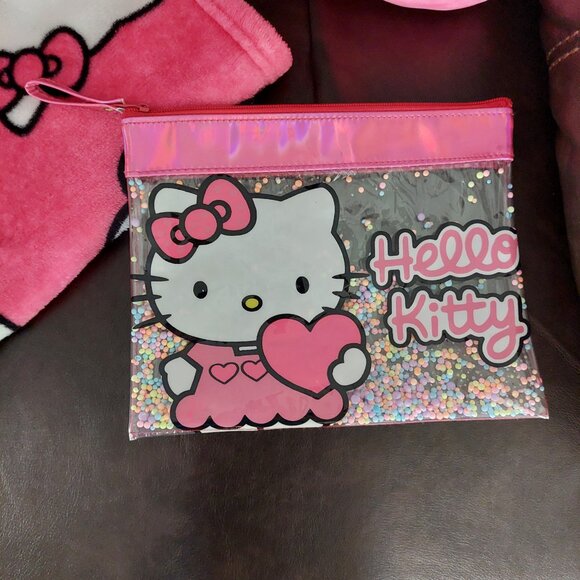 Sanrio Hello Kitty Squishmallow Plush, Cup, Zippered Bag, & Blanket Bundle EUC - Picture 4 of 7